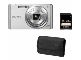 Sony W830 Ezüst Digitális fényképezőgép + 32GB Memóriakártya + tok