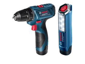 Bosch GSR 120-LI Akkus Fúrócsavarozó + GLI12V-300 Akkus lámpa (06019G8004) image Bosch GSR 120-LI Akkus Fúrócsavarozó + GLI12V-300 Akkus lámpa (06019G8004)