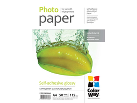 COLORWAY fotópapír, fényes öntapadó, 115 - 80G/M2, A4, 50 lap