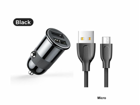 Joyroom C-A06 BK  2USB Micro USB kábellel fekete Autós töltő