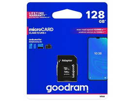 Goodram Memóriakártya MICROSDXC 128GB CL10 UHS-I+Adapter(M1AA-1280R12)