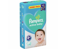Pampers Active Jumbo Baby Pelenka, 4+ méret, 62 db