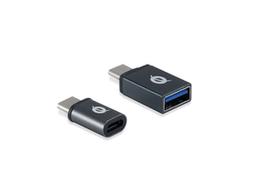 Conceptronic átalakító - DONN04G 2-Pack (USB-C to USB-A + USB-C to MicroUSB, fekete)