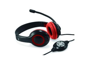 Conceptronic Fejhallgató - CCHATSTARU2R (USB, hangerőszabályzó, 200 cm kábel, fekete/piros)