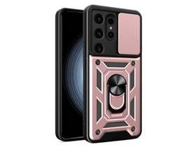 Defender szilikon telefonvédő (ütésállóság, tartógyűrű, kameravédő) RÓZSASZÍN