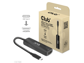 KAB Club3D USB Gen2 Type-C to HDMI 8K60Hz or 4K120Hz HDR10+ with DSC1.2 with Power Delivery 3.0 Active Adapter M/F