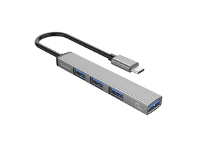 Orico USB3.0 Hub - AH-13-GY/26/ (4 port, Bemenet: USB-C, Kimenet: 1xUSB-A 3.0, 3xUSB-A 2.0, ezüst)