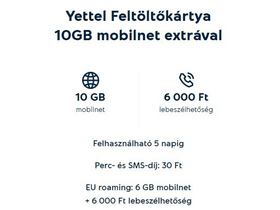 Yettel Feltöltőkártya Expressz 10GB-os csomag Yettel Feltöltőkártya Expressz 10GB-os csomag