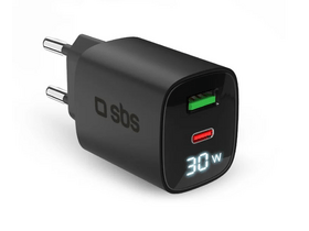 SBS GaN 30W LCD adapter za napajanje, crni (TETRGANLCD1USB1C30K) SBS GaN 30W LCD adapter za napajanje, crni (TETRGANLCD1USB1C30K)