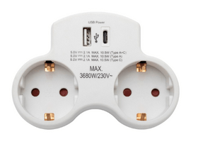 Home TPF2USBC Hálózati elosztó USB töltővel Home TPF2USBC Hálózati elosztó USB töltővel