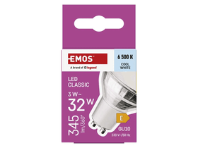 Emos ZQ8E19 Classic MR16 GU10 3 W LED izzó, ezüst Emos ZQ8E19 Classic MR16 GU10 3 W LED izzó, ezüst
