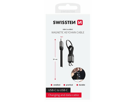 Swissten kábel kulcstartó, USB-C/USB-C