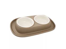 Hilton Double kutyatál gumi tartóban, 2x 230ml, barna Hilton Double kutyatál gumi tartóban, 2x 230ml, barna