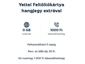 Yettel Feltöltőkártya Expressz Hangjegy csomag Yettel Feltöltőkártya Expressz Hangjegy csomag