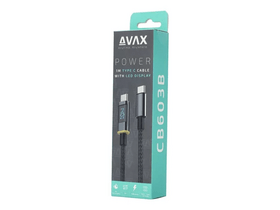 Avax CB603B Power+ USB-C kábel LED kijelzővel, 1 m Avax CB603B Power+ USB-C kábel LED kijelzővel, 1 m