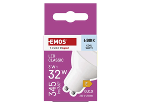 Emos ZQ8E14 Classic MR16 GU10 3 W LED izzó, fehér Emos ZQ8E14 Classic MR16 GU10 3 W LED izzó, fehér