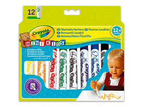 Crayola Mini Kids Kimosható tompa hegyű filctoll, 12 db
