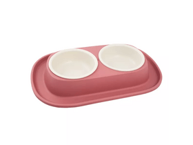 Hilton Double kutyatál gumi tartóban, 2x230 ml, rózsaszín Hilton Double kutyatál gumi tartóban, 2x230 ml, rózsaszín