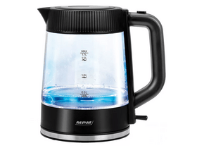 MPM MCZ-117 Vízforraló, üveg/fekete MPM MCZ-117 Vízforraló, üveg/fekete