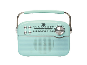 Trevi RA 7F50 BT Hordozható vintage napelemes rádió, tiffany zöld Trevi RA 7F50 BT Hordozható vintage napelemes rádió, tiffany zöld