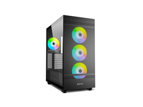Sharkoon Számítógépház - Rebel C50 RGB Black (fekete; ablakos; ATX, 4x120mm RGB ventilátor; 2xUSB3.0; 1xUSB 3.2; I/O)