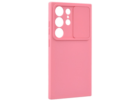 Szilikon telefonvédő (matt, mikrofiber plüss belső, kameravédő) RÓZSASZÍN