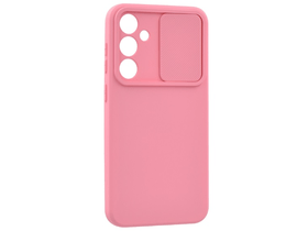 Szilikon telefonvédő (matt, mikrofiber plüss belső, kameravédő) RÓZSASZÍN