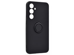 Szilikon telefonvédő (tartógyűrű, mikrofiber plüss belső, mágneses, kameravédő) FEKETE