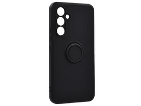 Szilikon telefonvédő (tartógyűrű, mikrofiber plüss belső, mágneses, kameravédő) FEKETE