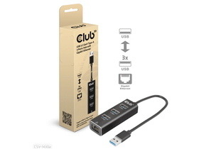 USB Club3D USB 3.2 Gen1 Type-A, 3 Ports Hub with Gigabit Ethernet