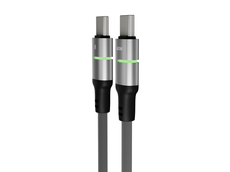 Avax CB634 STEELY LED 60W USB-C gyorstöltő kábel, fonott, 3m