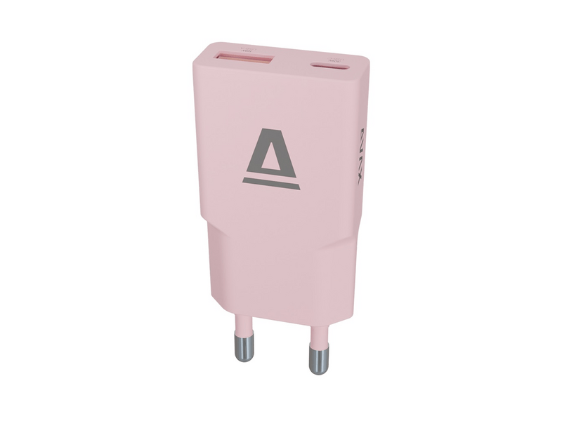 Avax CH641P Nano Slim 30W USB-C+USB-A Hálózati töltő, rózsaszín