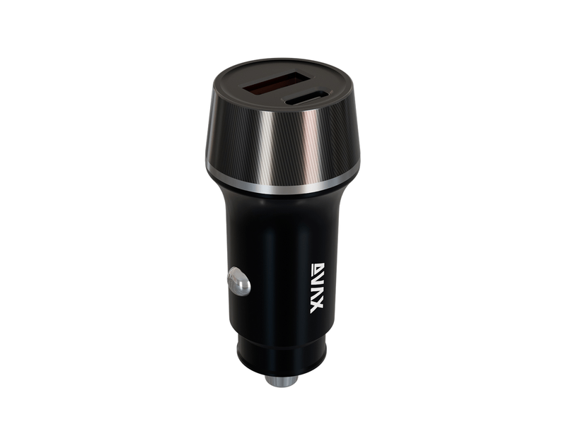 CARLY 38W Car charger USB-C+USB-A,BK