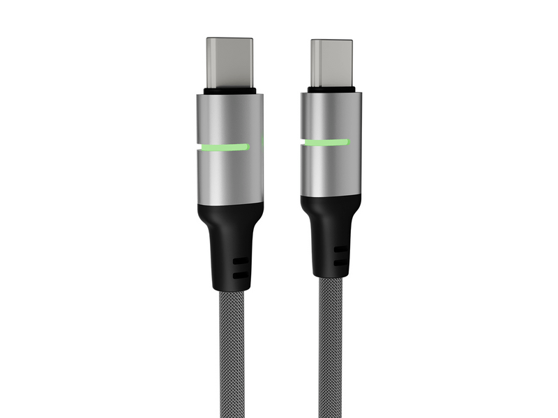 Avax CB634 STEELY LED 60W USB-C gyorstöltő kábel, fonott, 3m