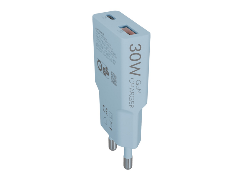Avax CH641LB Nano Slim 30W USB-C+USB-A Hálózati töltő, világoskék