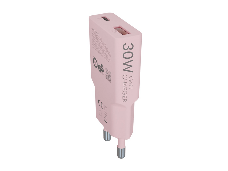 Avax CH641P Nano Slim 30W USB-C+USB-A Hálózati töltő, rózsaszín