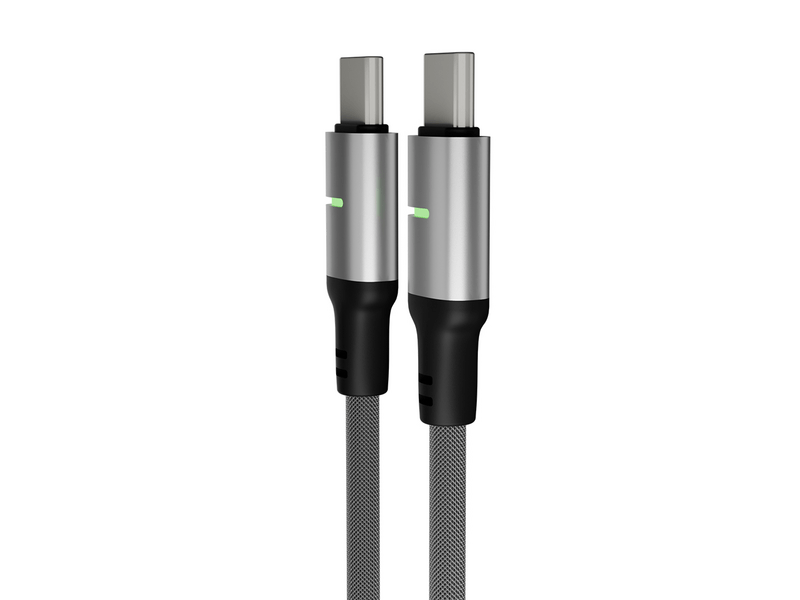 Avax CB634 STEELY LED 60W USB-C gyorstöltő kábel, fonott, 3m