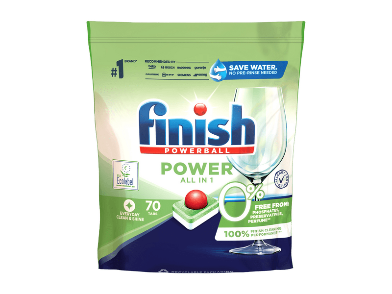 Finish Green Power 0% All in 1 mosogatógép tabletta, 70 db