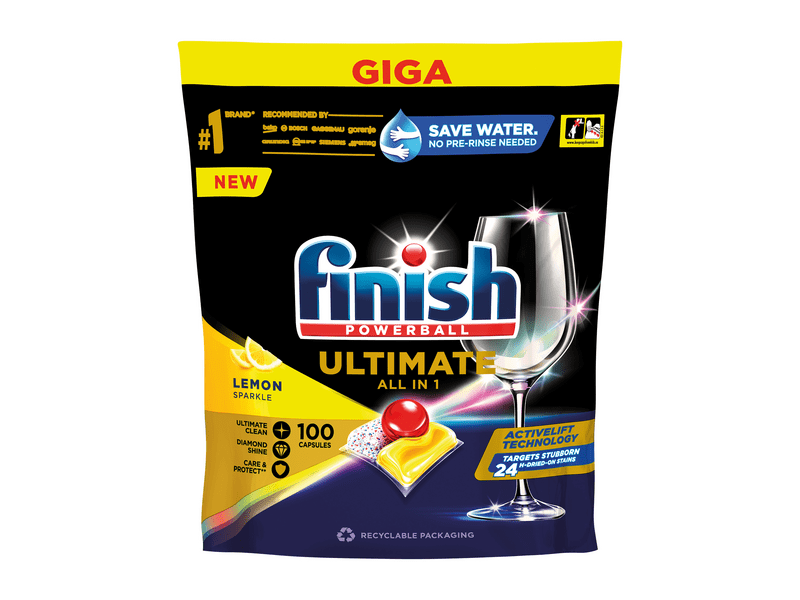 Finish Powerball Ultimate All in 1 mosogatógép-kapszula, Lemon, 100 db