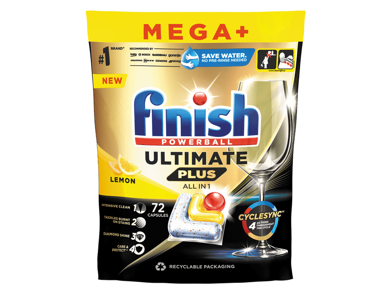 Finish Ultimate Plus All in 1 Lemon Mosogatógép kapszula, 72 db