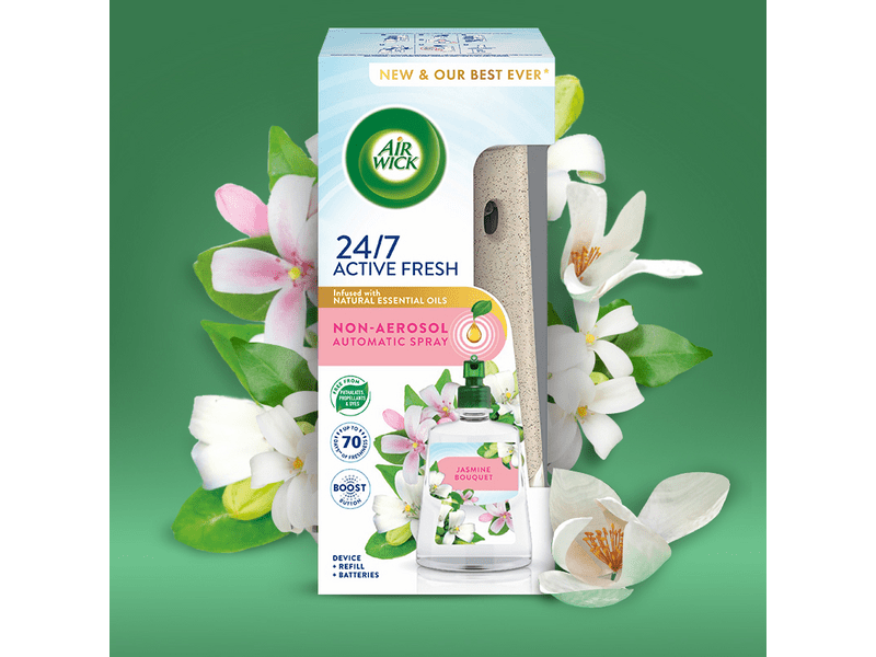 Air Wick Active Fresh készülék és utántöltő, jázmin csokor, 228 ml