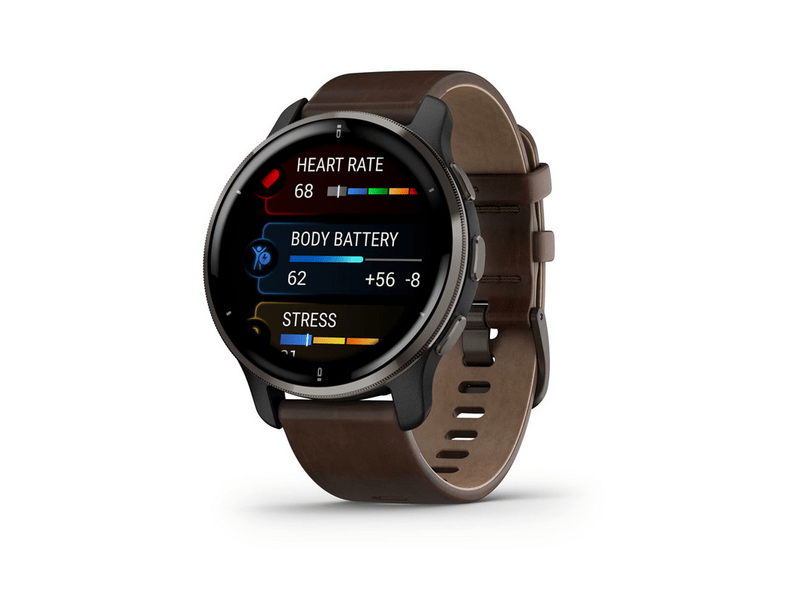 Garmin VENU 2 Plus, fekete-szürke, bőr szíjjal (GG010-02496-15)