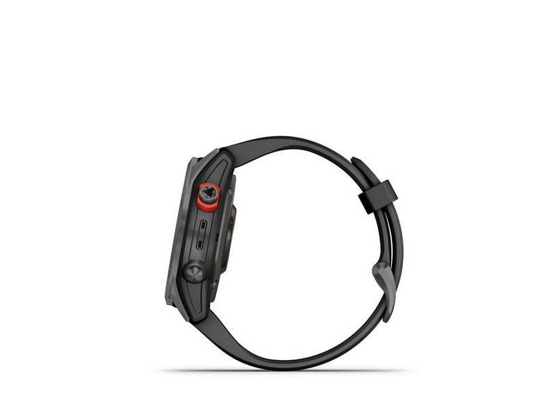 Garmin Fenix 7S, Solar szürke, fekete színű szilikon szíjjal (GG010-02539-13)