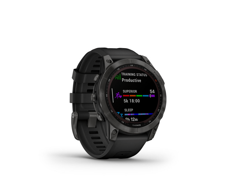 Garmin Fenix 7, Solar palaszürke, fekete színű szilikon szíjjal (GG010-02540-11)