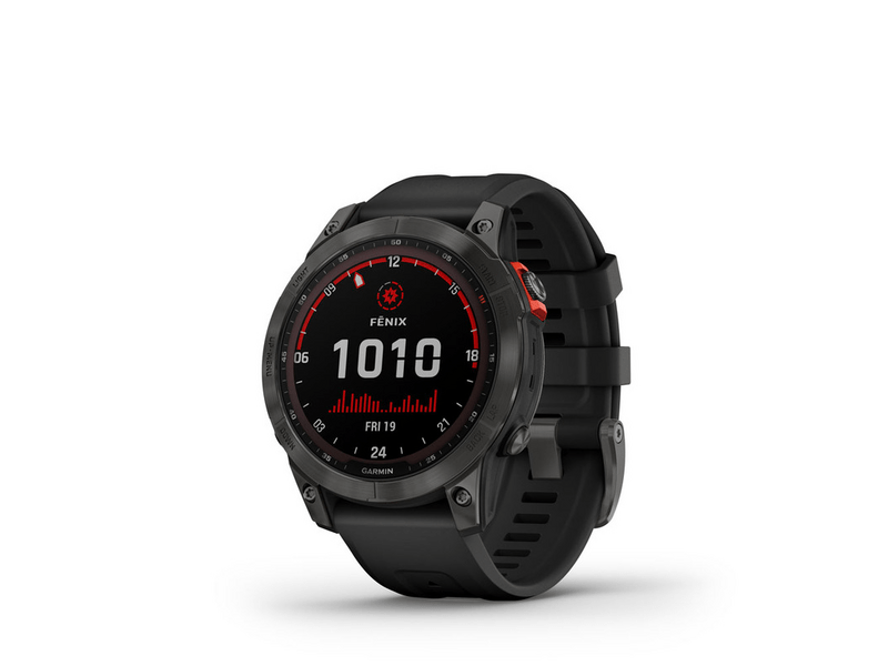Garmin Fenix 7, Solar palaszürke, fekete színű szilikon szíjjal (GG010-02540-11)