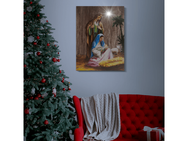 LED-es fali kép Betlehem 30x40 cm