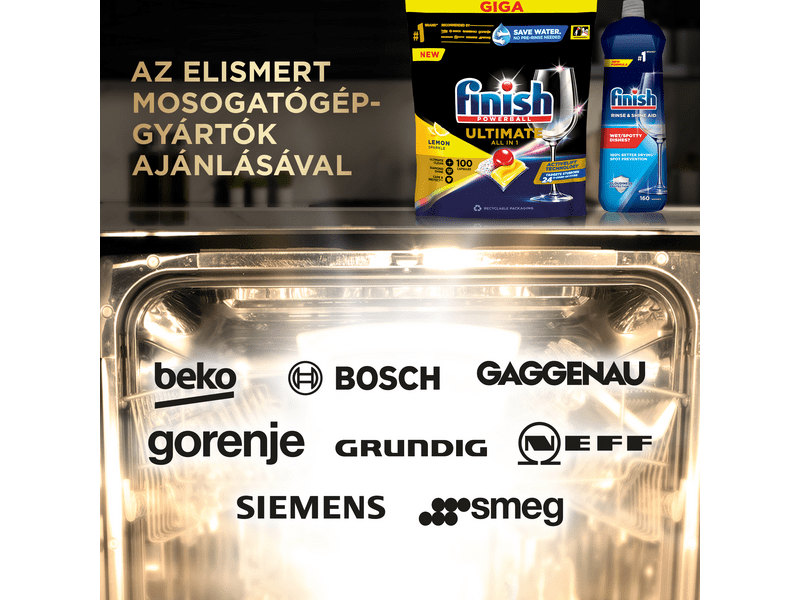 Finish Powerball Ultimate All in 1 mosogatógép-kapszula, Lemon, 100 db