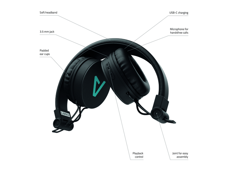 LAMAX Blaze2 Összecsukható Vezeték nélküli fejhallgató, fekete ( LXOHMBLZ2CNBA)