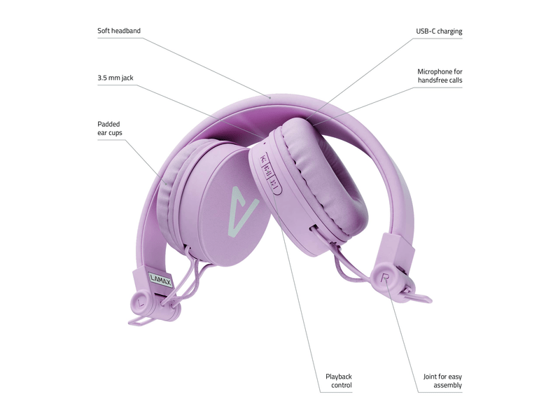 LAMAX Blaze2 Összecsukható Vezeték nélküli fejhallgató, rózsaszín (LXOHMBLZ2CNPA)