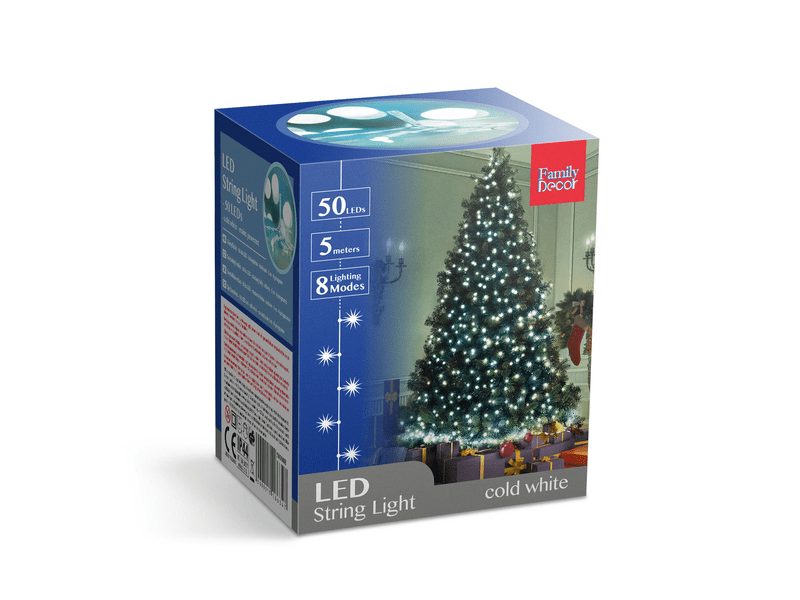 Family 58900B LED fényfüzér, 5 m, hidegfehér